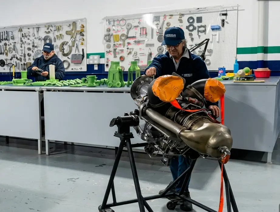 Motor aeronáutico Rolls-Royce 250 en mantenimiento